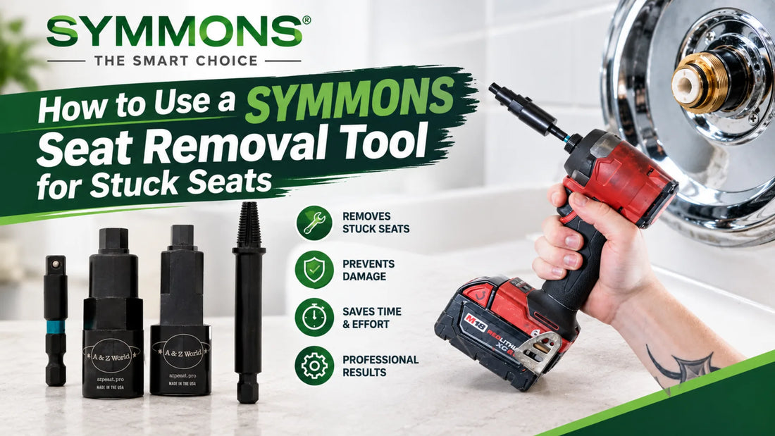 Symmons seat removal tool for stuck seats with impact driver